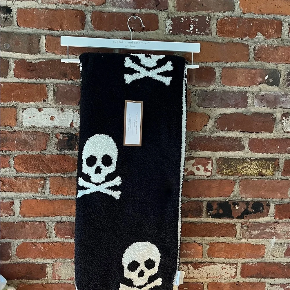cupcakes & cashmere Black and White Skull Door Mat